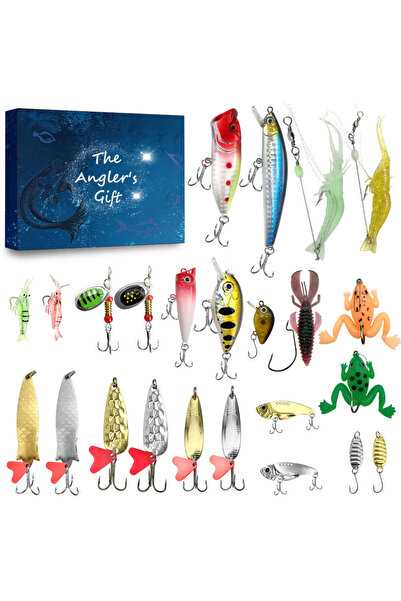 Choice تقويم أصفر للعد التنازلي للعطلة - طقم طُعم صيد لمدة 24 يومًا، مناسب لل...