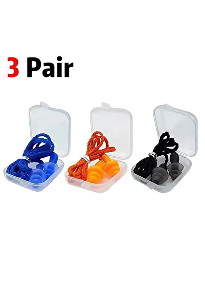 Choice 3 Pair Mixed Corded Ear Plugs Reusable Silicone Earplugs with String B...
