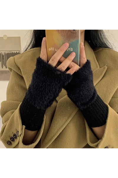 Choice One size Black 1PC- Warm and Cold-proof Half-finger Gloves for Women i...