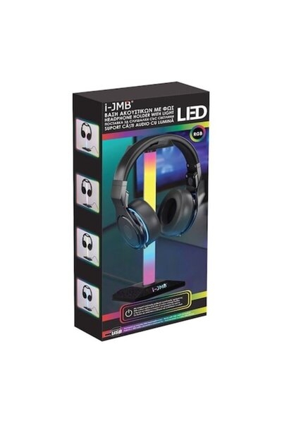 OEM Gaming Headset Stand i-JMB with RGB Lighting and USB Hub, Height 27cm