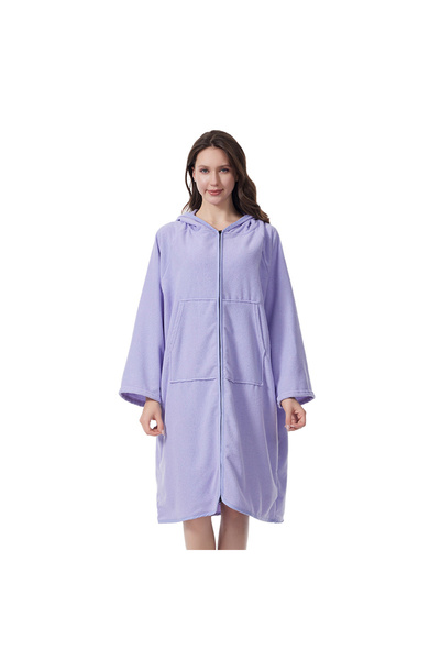 Choice 110x70cm Purple Mutao Looped Bathrobes with Zipper, Soft Long Sleeves ...