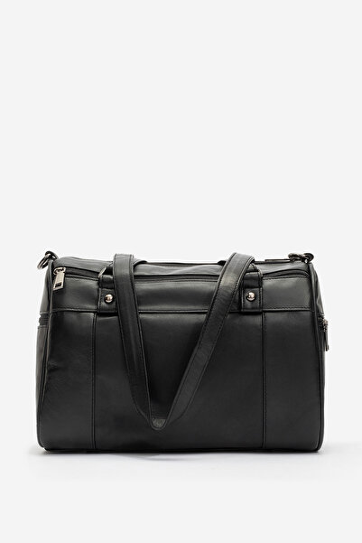 Dericlub Geantă de umăr pentru femei Verona din piele naturală NEGRĂ