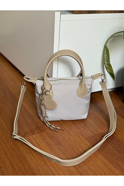 Bagnest Charm Detailed Fabric Small Size Women's Hand and Shoulder Bag