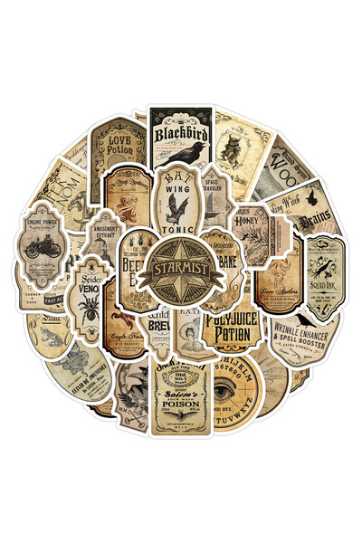 Choice 52PCS Vintage Potion Label Stickers - Mystical Alchemy Decals for Witc...
