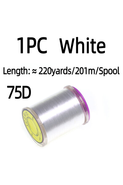 Choice خيط ربط ذباب عالي الشد 75D أبيض، 220 ياردة/بكرة واحدة، خيط نايلون عالي...