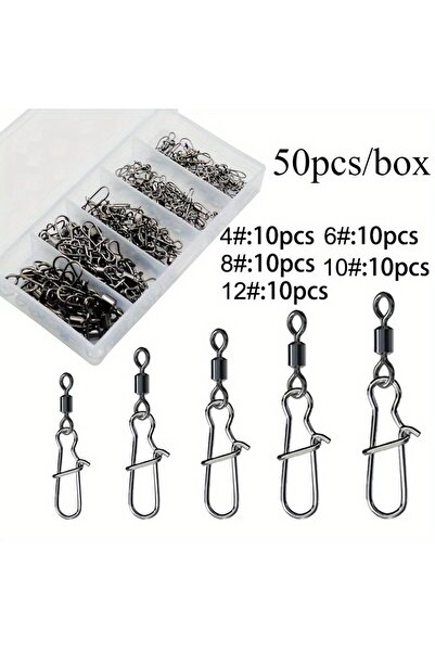 Choice B-50pcs Ackibbik 50pcs/ Box Fishing Swivels Snap Swivels Barrel Swivel...