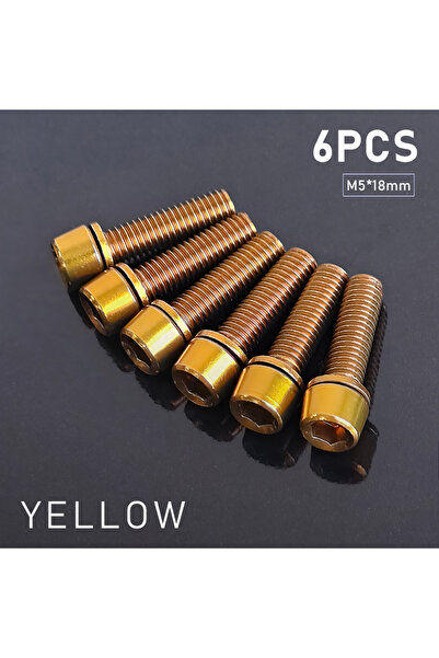 Choice 6pcs M5 yellow 6/8pcs M5x18mm Bike Stem Screw Alloy Steel 4mm Allen ke...