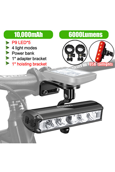 Choice مصباح خلفي للدراجة من NEWBOLER، مصباح أمامي للدراجة بقوة 10000 مللي أم...