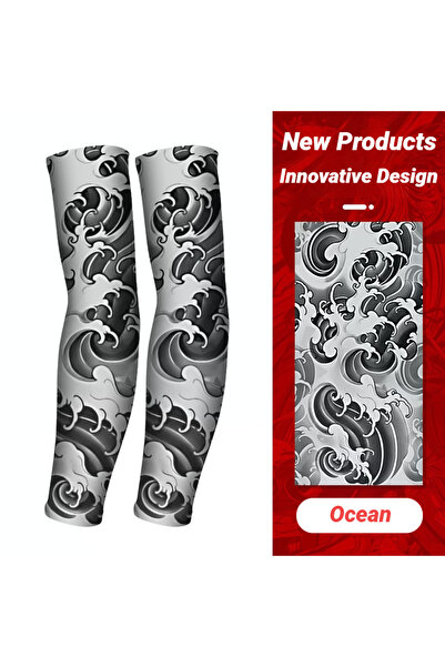 Choice Universal Size Ocean Long Summer Tattoo Sleeves Seamless Armguard Sun ...
