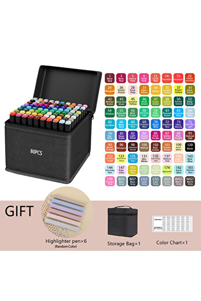 Choice ٨٠ قلم تلوين كحولي للرسم، ٢٤/٣٦/٤٨/٦٠/٨٠/١٢٠/١٦٨/٢٦٢ لونًا، برأسين، دا...