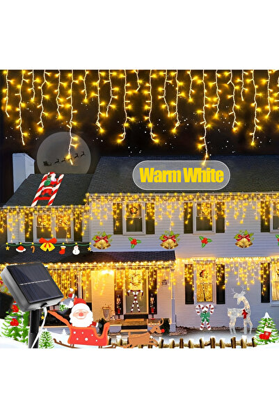 Choice أضواء جليدية خارجية تعمل بالطاقة الشمسية، 7 أمتار، 162 مصباح LED، لون ...