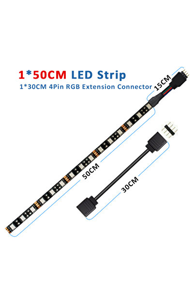 Choice شريط إضاءة LED RGB بطول 50 سم، 12 فولت، 4 دبابيس، مقاوم للماء والغبار ...