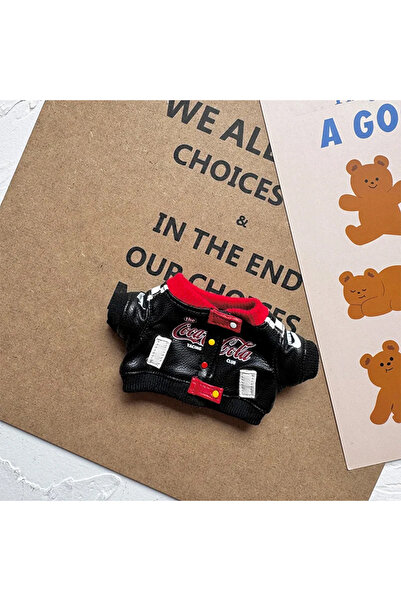 Miniso L040-2 أسود بدون دمية، طقم ملابس لابوبو، جاكيت جلد صغير، زي بيسبول أني...