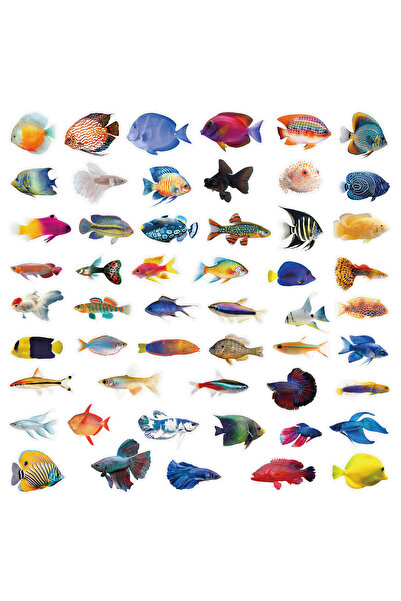 Choice ٥٠ قطعة من ملصقات الأسماك الشفافة - زينة مقاومة للماء لحافظة الهاتف، و...