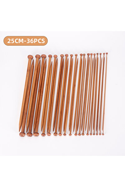 Choice 25CM 18Pairs Bamboo Knitting Needles Set, Single Pointed Wood Weaving ...