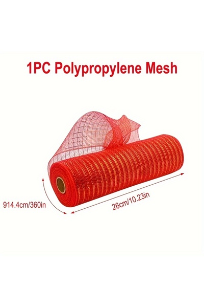 Choice red 10 size polypropylene decorative mesh belt roll for handmade, Chri...
