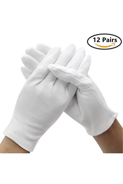 Choice L MGZ065 12Pairs 24PCS White Cotton Work Gloves for Dry Hands Ceremoni...