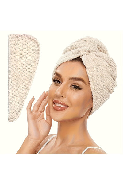 Choice Beige Microfibre Hair Towel Wrap - Quick-Drying, Ultra-Absorbent, Gent...