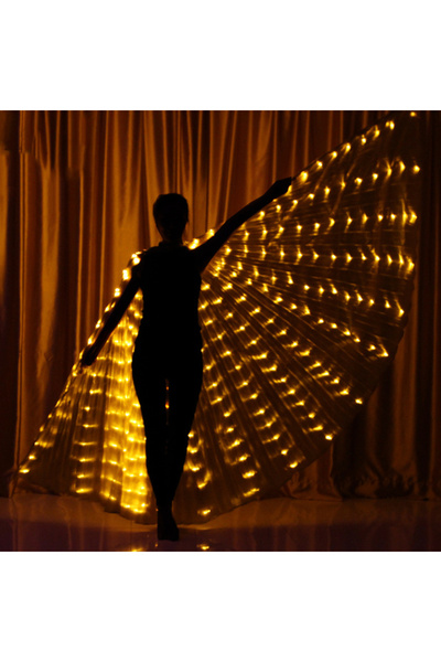 Choice أجنحة إيزيس صفراء مضيئة بتقنية LED للبالغين، أجنحة رقص شرقي، أجنحة فرا...