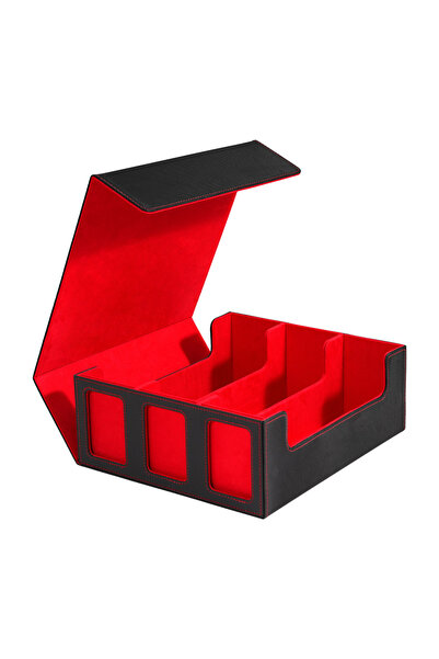 Choice صندوق تخزين بطاقات أسود وأحمر لبطاقات التداول، يتسع لأكثر من 1800 مجمو...