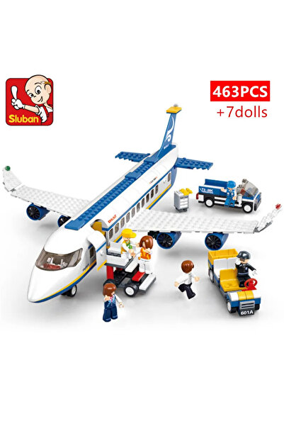 Sluban 463Pcs City Airport Airbus Aircraft Airplane Plane Brinquedos Avion Mo...
