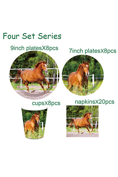 Choice four-set-MM130 Horse Race Party Disposable Tableware Sets Plates Table...