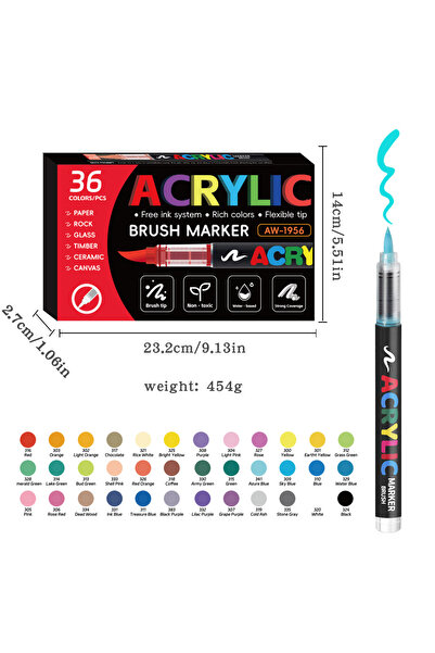 Choice قلم طلاء أكريليك برأس فرشاة، متوفر بـ 36 لونًا (من 12 إلى 168 لونًا)، ...