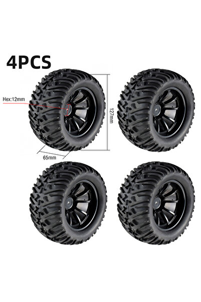 Choice إطارات عجلات Type1 127 65mm 4 قطع، محور 12 مم، مقاس 1/10، عجلات شاحنات...