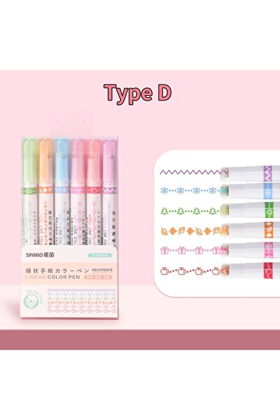 Choice 6pcs 6/3pcs Flower Shape Outline Pens Highlighter Marker Curve Roller ...