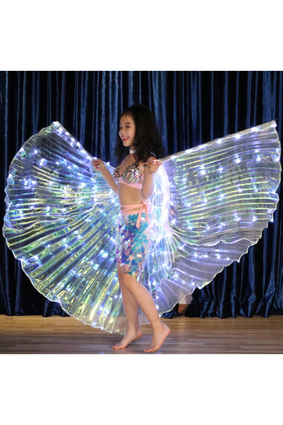 Choice أجنحة إيزيس LED بيضاء للأطفال، أجنحة رقص شرقي LED، أجنحة فراشة LED، مل...