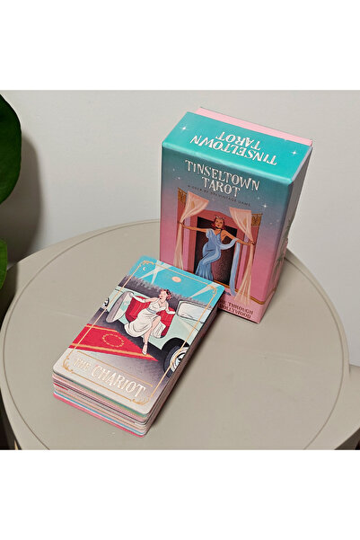 Choice مجموعة تاروت تينسيلتاون الوردية في علبة صلبة، مجموعة أوراق مستوحاة من ...
