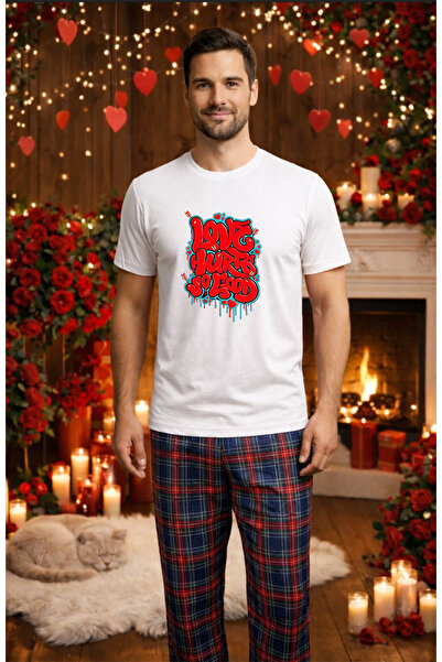 MVRDAR Σετ ανδρικής βαμβακερής πιτζάμας για την Ημέρα του Αγίου Βαλεντίνου, D...