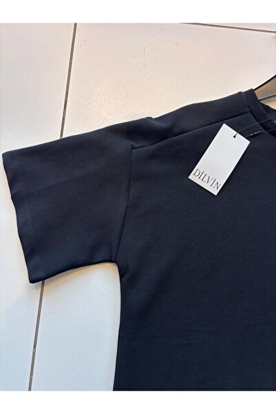 Dilvin UNİSEX OVERSİZE SİYAH BİSİKLET YAKA RAHAT KESİM BASİC TİŞÖRT