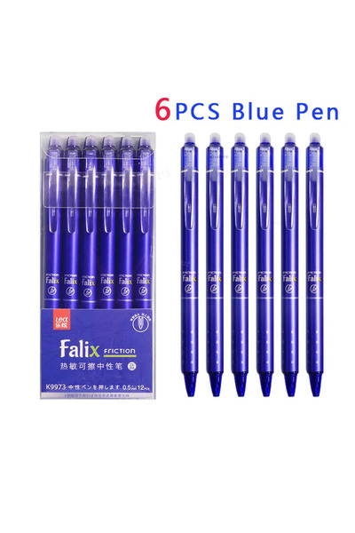 Choice ٦ أقلام حبر جاف زرقاء قابلة للمسح بالضغط، سعة كبيرة ٠٫٥ مم، عبوة قابلة...