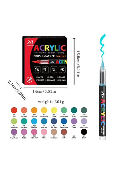 Choice 24 Colors 12-168 Colors Acrylic Paint Pen Marker Brush Tip Paint Marke...