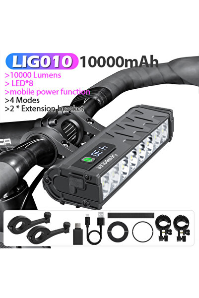 Choice مصباح دراجة أمامي LIG010 بقوة 10000 لومن، بطارية 10000 مللي أمبير، مقا...