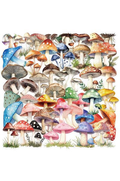 Choice ٥٠ قطعة من ملصقات الفطر الكاواي الشفافة، ملصقات كرتونية كلاسيكية لأجهز...