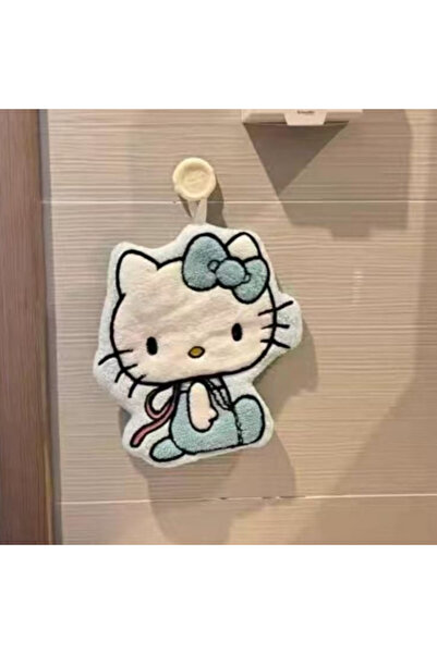 Miniso منشفة يد زرقاء بتصميم هيلو كيتي كاواي، منشفة غسيل يد كرتونية، نوع تعلي...