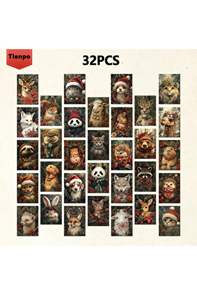 Choice مجموعة متنوعة الألوان من 32 قطعة، بطاقات بريدية لعيد الميلاد بتصميم حي...