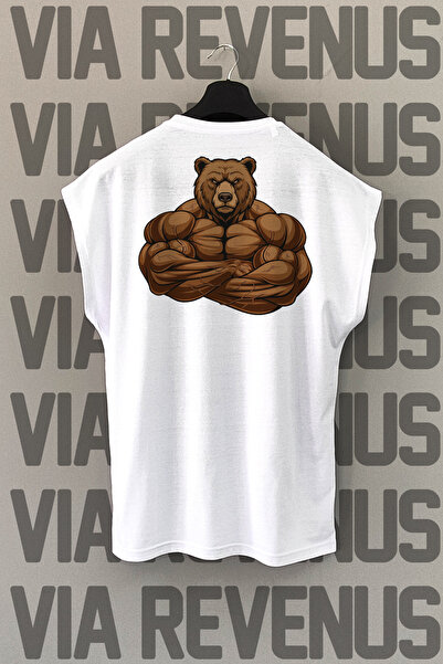 Vordevia Αθλητικό μπλουζάκι Gym Bear Back με τύπωμα Zero Sleeve 100% βαμβακερό