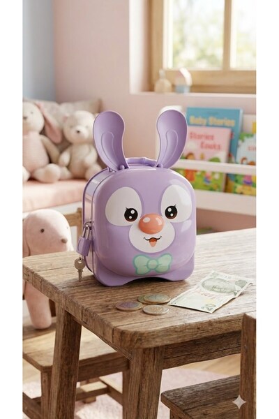 BiTon Toptan 1 bucată Pușculiță iepuraș cu lacăt și cheie - Geantă distractiv...