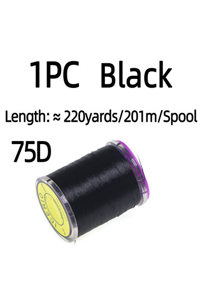 Choice خيط ربط ذباب أسود 75D، طوله 220 ياردة/بكرة، خيط نايلون عالي الشد 75D، ...