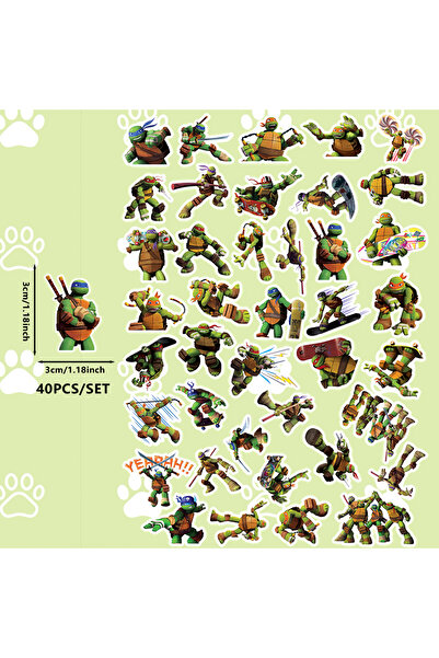 Choice 40 قطعة من ملصقات سلاحف النينجا، مقاس 6×5.2×0.5 سم، رقم الموديل 691D-T...