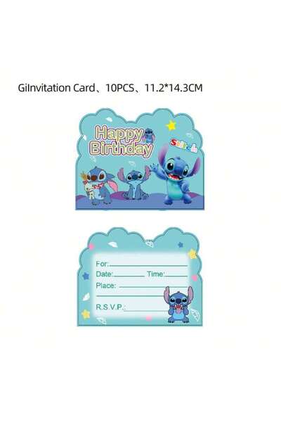 Choice1 One Size green 10 Angel and Stitch Birthday Party Invitation Cards, i...
