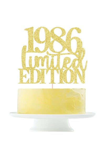 Choice Gold 1pc Limited Edition 1986 Cake Topper, 40th Birthday Gold Glitter ...