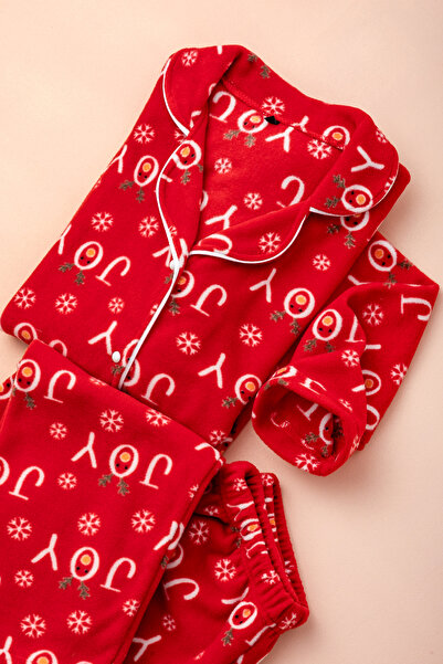 nisaNCa Χειμερινό χριστουγεννιάτικο σετ πιτζάμες από φλις με σχέδια για γυναί...