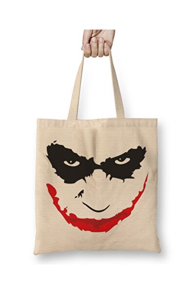 Toyaso Τσάντα αγορών με μακρύ λαβή, λευκή υφασμάτινη τσάντα Joker Face, τσάντ...