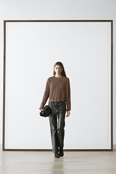 Massimo Dutti Geometrik desenli dökümlü bluz