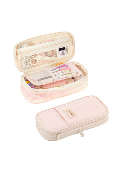 Choice Pale Pink Large Capacity Simple Pencil Case Portable Aesthetic Pencil ...