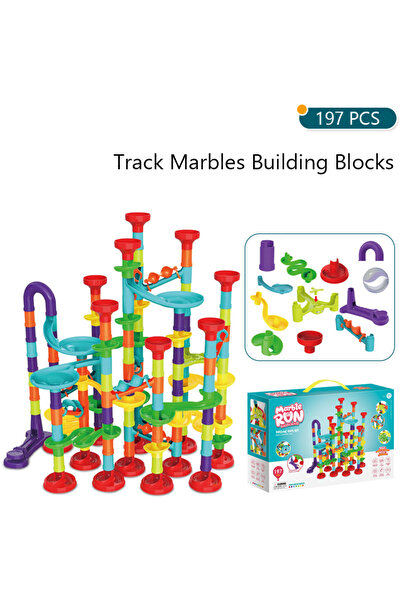 Choice 197pcs Marbles Run Catapult Track Building Blocks Slide Beads Educatio...